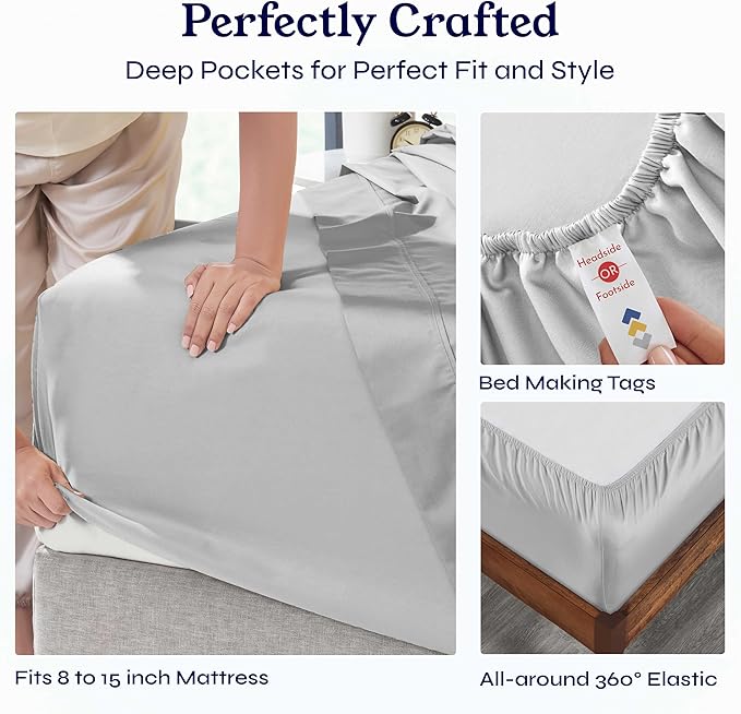 100% Cotton Bed Sheet Set - Split King - 5 Piece