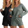 Women's Shorts Pajama Set - Long Sleeve - 2 Pack - 2 Piece