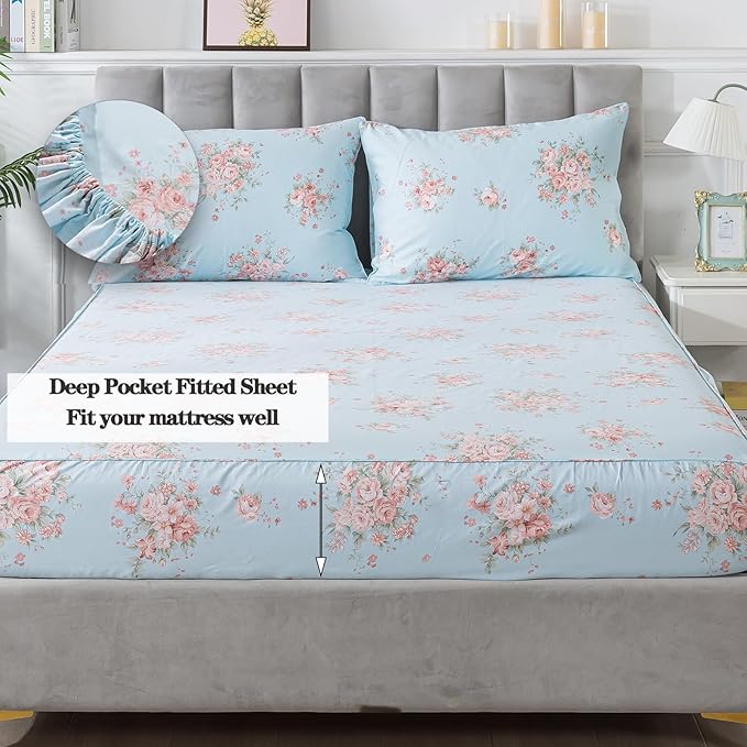 100% Cotton Bed Sheet Set - California King - 4 Piece