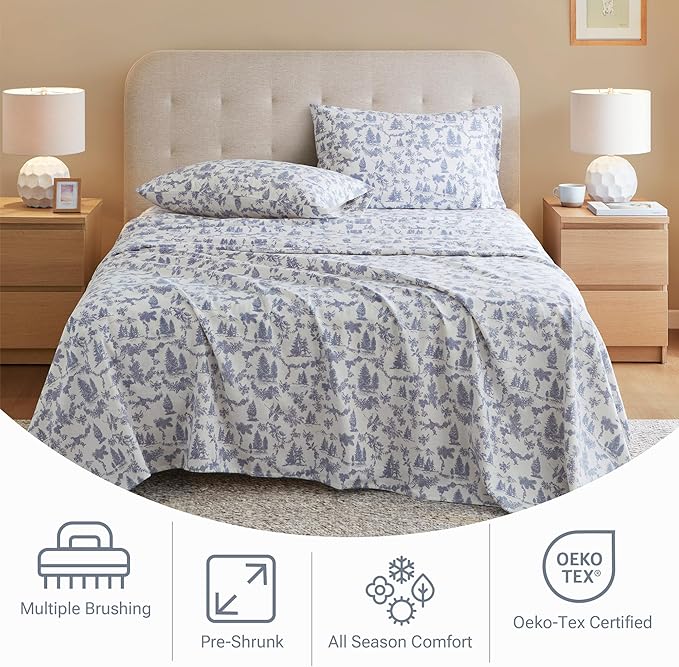 100% Cotton Bed Sheet Set - King - 4 Piece