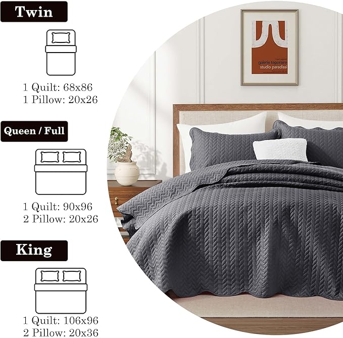 Microfiber Quilt Set - King - 3 Piece