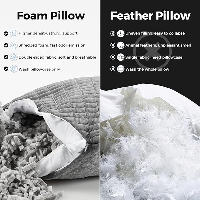 Memory Foam Cooling Bed Pillow - Standard - 2 Piece
