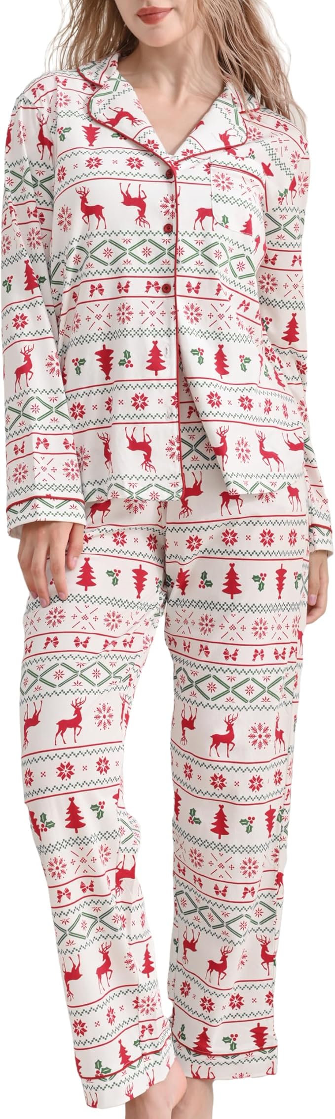 Women's 100% Cotton Pajama Set - Long Sleeve