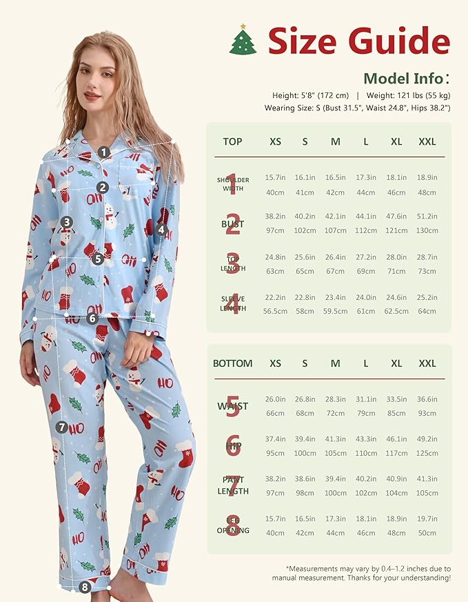 Women's 100% Cotton Pajama Set - Long Sleeve
