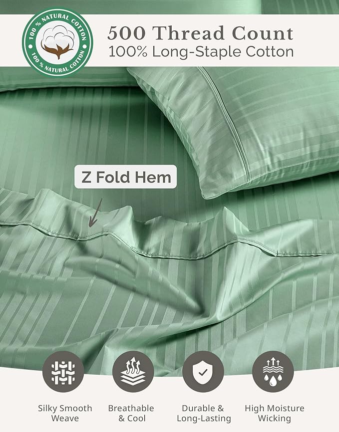 100% Cotton Bed Sheet Set - King - 15 in Deep Pocket - 6 Piece