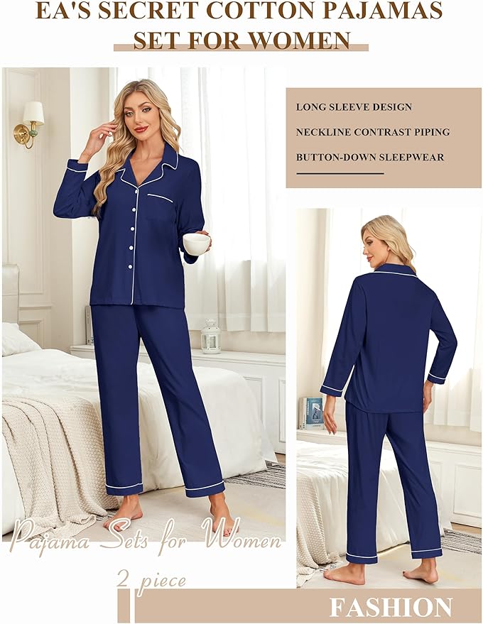 100% Cotton Pants Pajama Set - Long Sleeve - 2 Piece