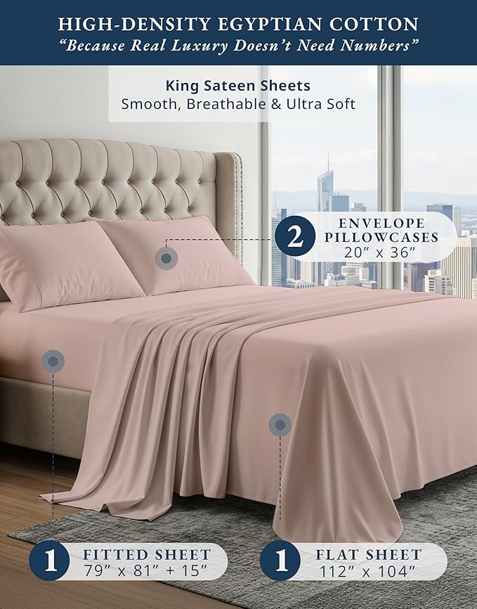 Bed Sheet Set - King - 15 in Deep Pocket