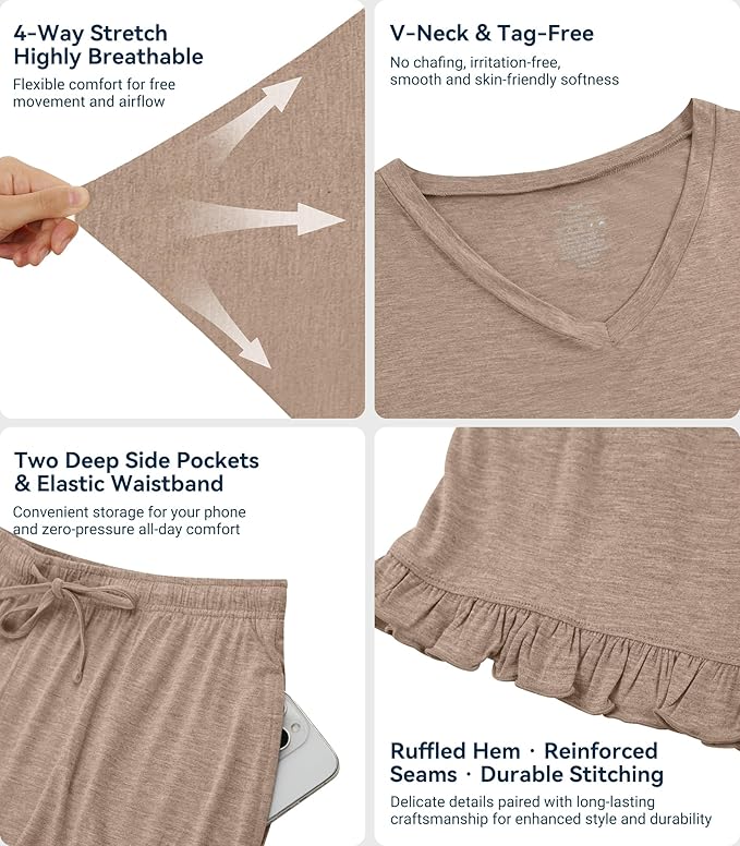Bamboo Cooling Shorts Pajama Set - Short Sleeve - 2 Piece