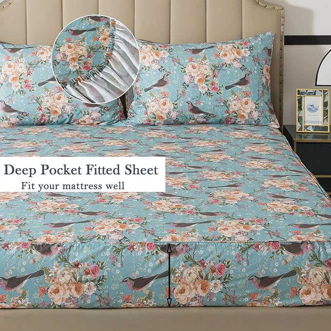 100% Cotton Bed Sheet Set - Full - 4 Piece