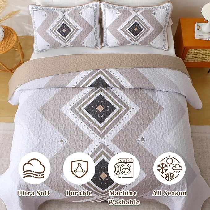 Microfiber Quilt Set - King - 3 Piece