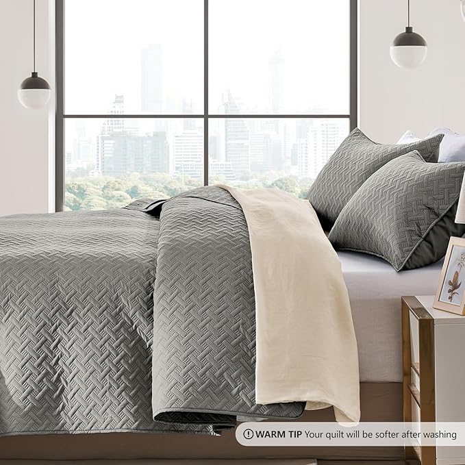 Microfiber Quilt Set - King - 3 Piece