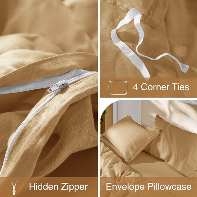 Linen Duvet Cover Set - Queen - 3 Piece