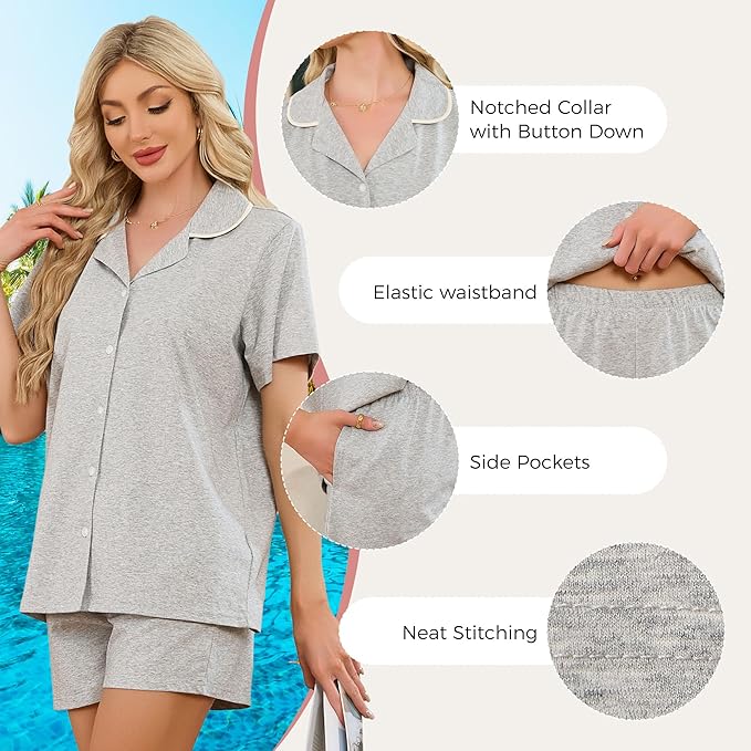 Women's Shorts Pajama Set - Short Sleeve - 2 Piece