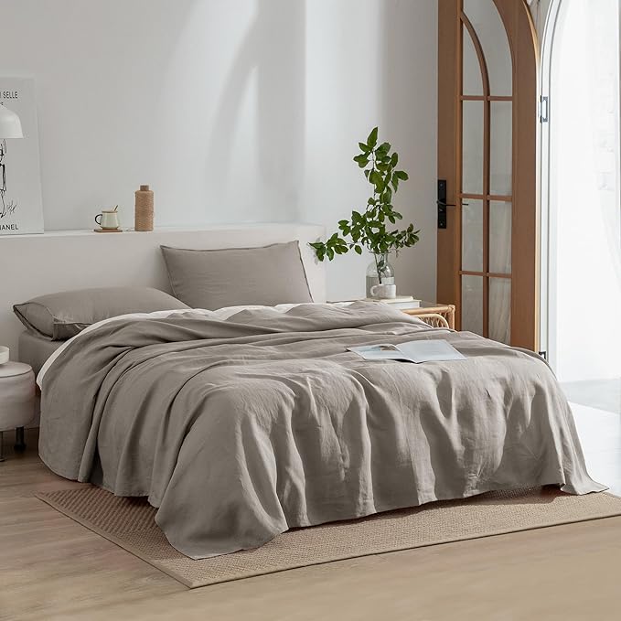Linen Bed Sheet Set - Queen - 4 Piece