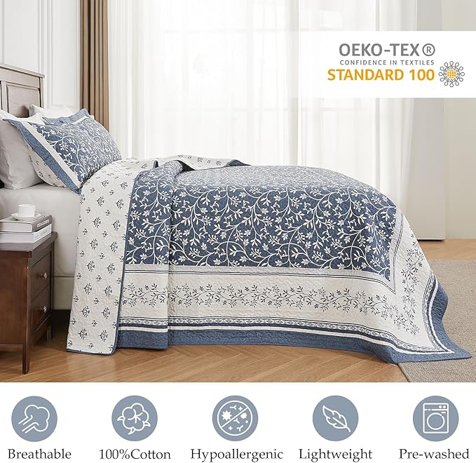 100% Cotton Bedding Set - Queen - 3 Piece