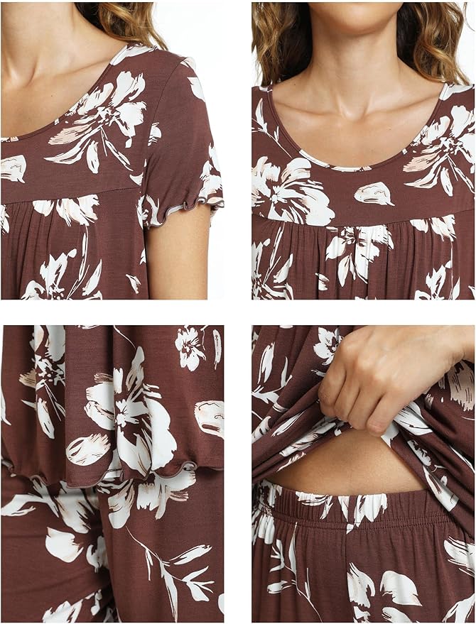 Bamboo Capri Pajama Set - Short Sleeve - 2 Piece