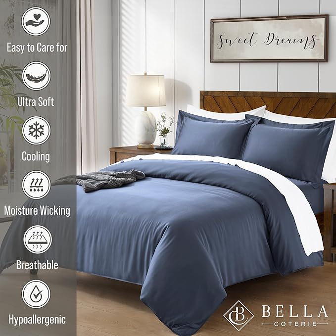 Bamboo Cooling Duvet Cover Set - Queen - 3 Piece