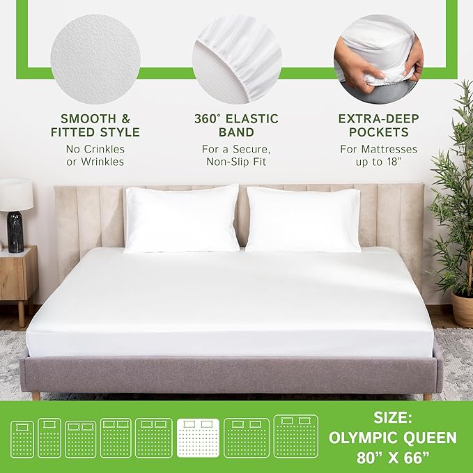 Bamboo Cooling Mattress Protector - Queen