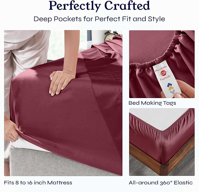 100% Cotton Bed Sheet Set - King - 4 Piece