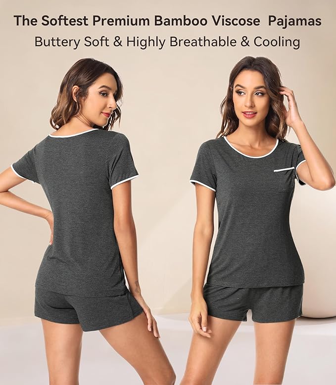 Women's Bamboo Cooling Pajama Set - Short Sleeve - 2 Piece