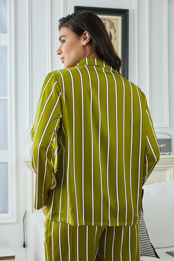 Satin Pajama Set - Long Sleeve - 2 Piece
