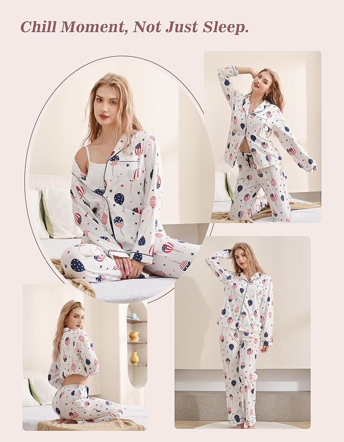 Women's 100% Cotton Pajama Set - Long Sleeve