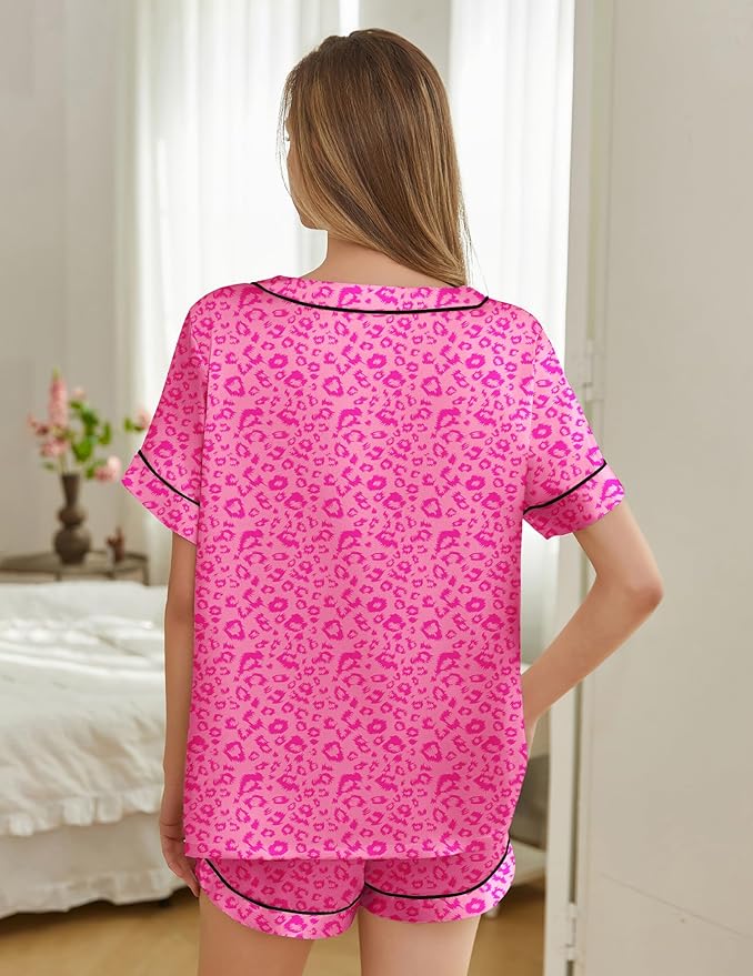 Women's Satin Pajama Set - Short Sleeve - 2 Piece