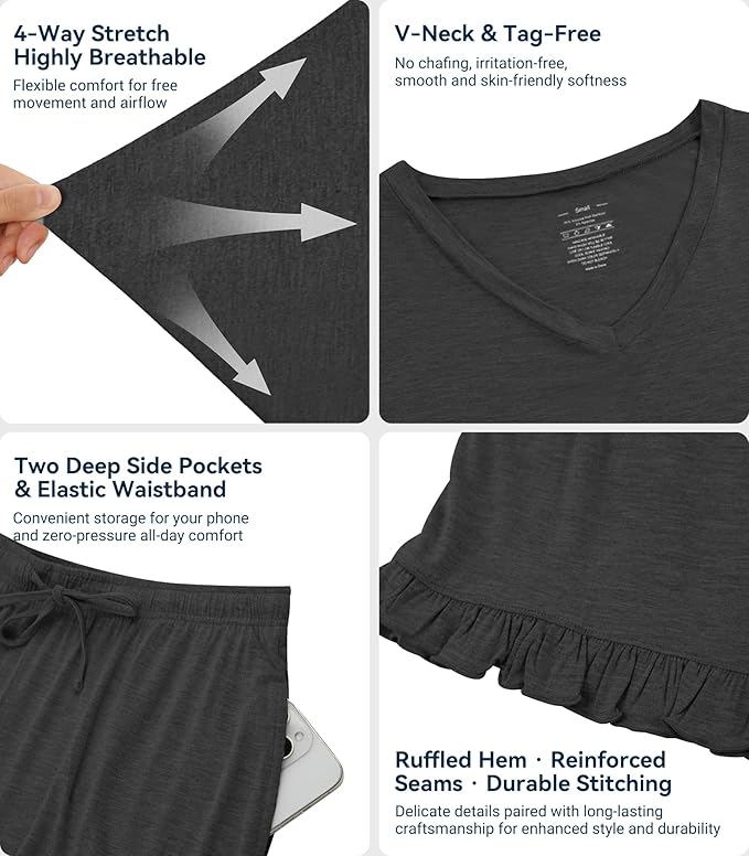 Bamboo Cooling Shorts Pajama Set - Short Sleeve - 2 Piece