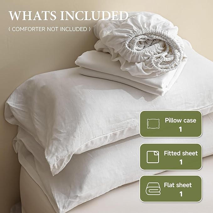 Linen Bed Sheet Set - Twin - 3 Piece