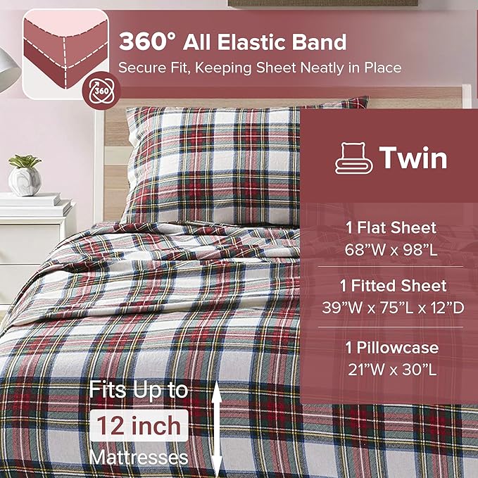 Flannel Bed Sheet Set - Twin - 3 Piece