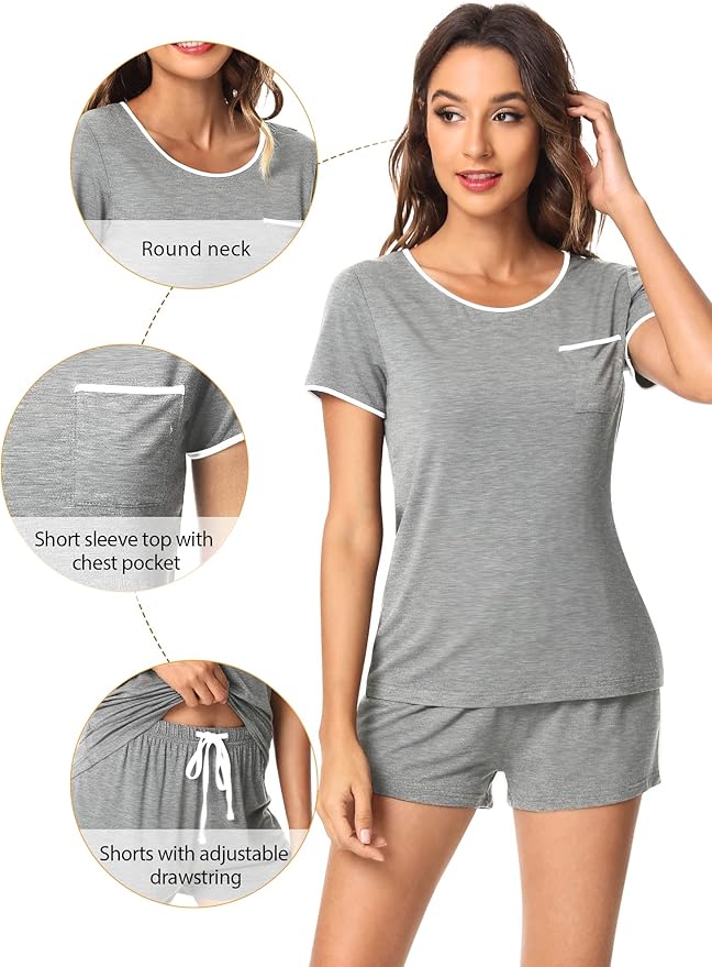 Women's Bamboo Cooling Pajama Set - Short Sleeve - 2 Piece