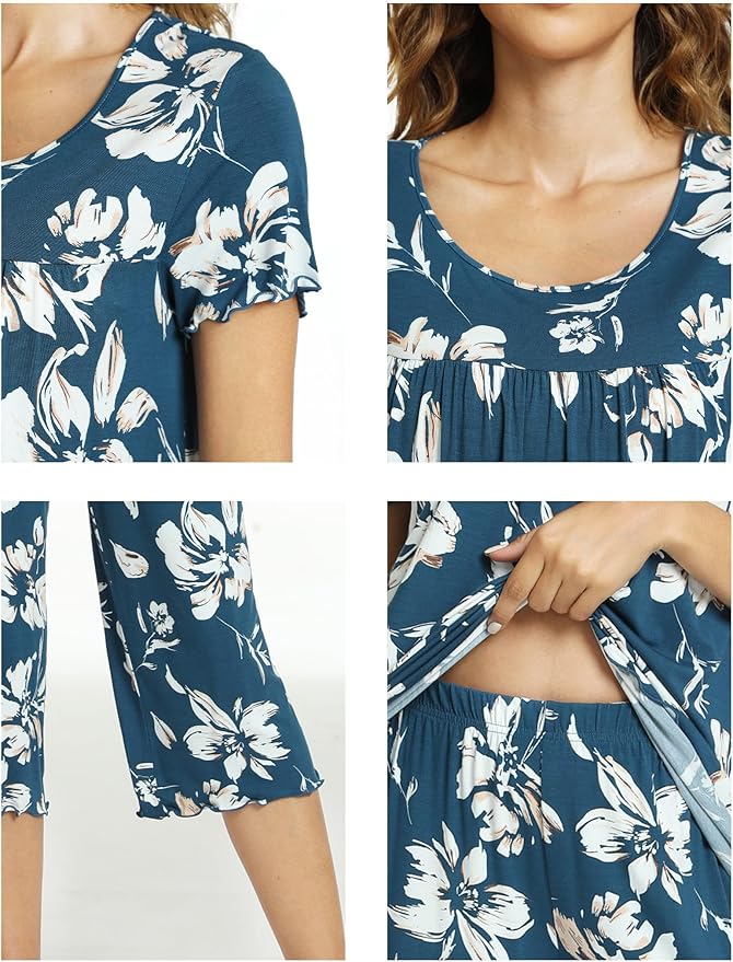 Bamboo Capri Pajama Set - Short Sleeve - 2 Piece