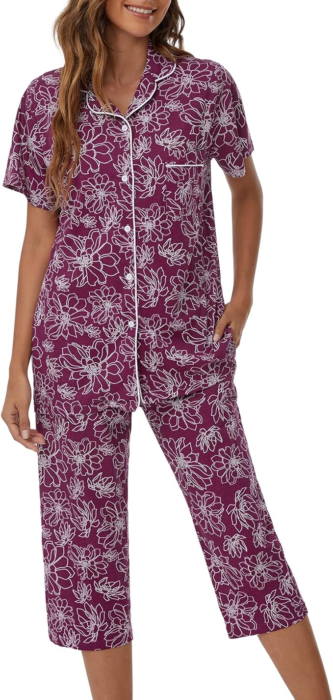 Capri Pajama Set - Short Sleeve - 2 Piece