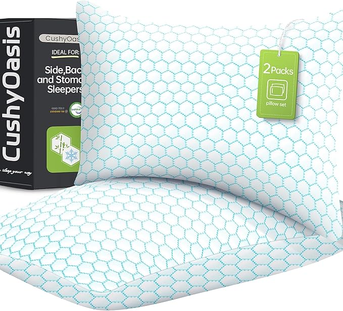 Memory Foam Cooling Bed Pillow - King - 2 Piece