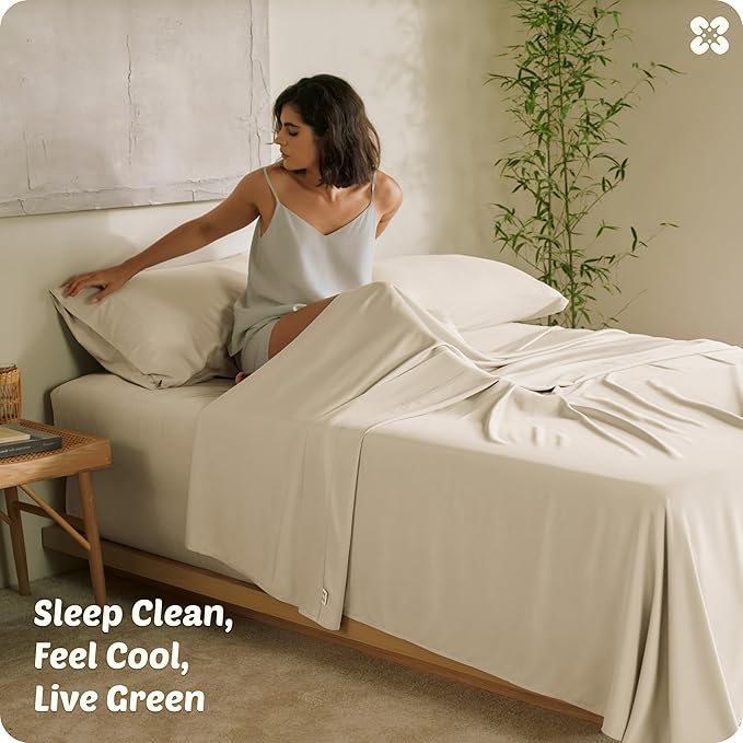 Bamboo Cooling Bed Sheet Set - King - 18 in Deep Pocket - 4 Piece