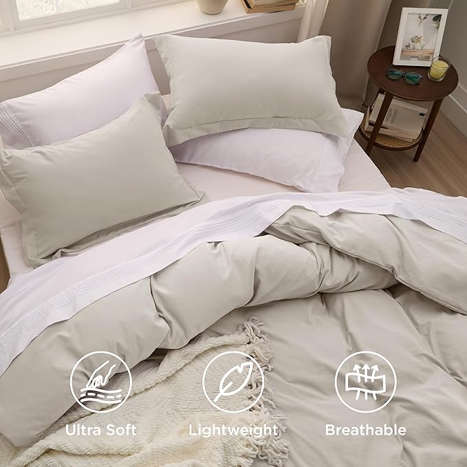 Linen Duvet Cover Set - Queen - 90 x 90 in - 3 Piece