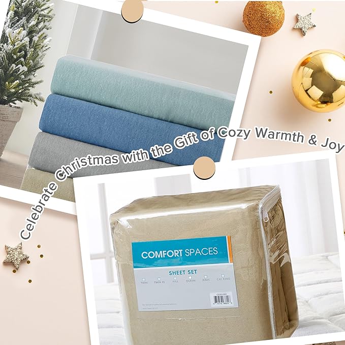 Flannel Bed Sheet Set - King - 4 Piece