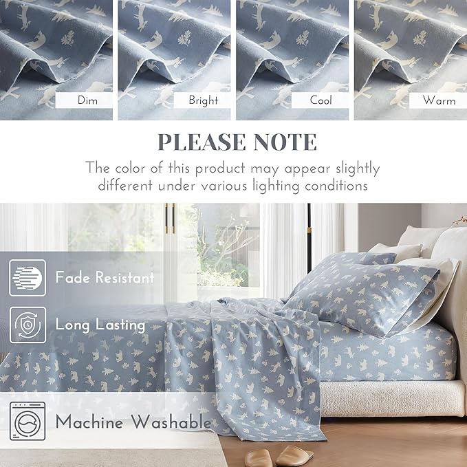 Flannel Bed Sheet Set - Queen - 4 Piece