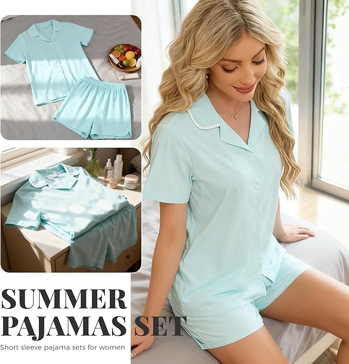 Women's Shorts Pajama Set - Short Sleeve - 2 Piece