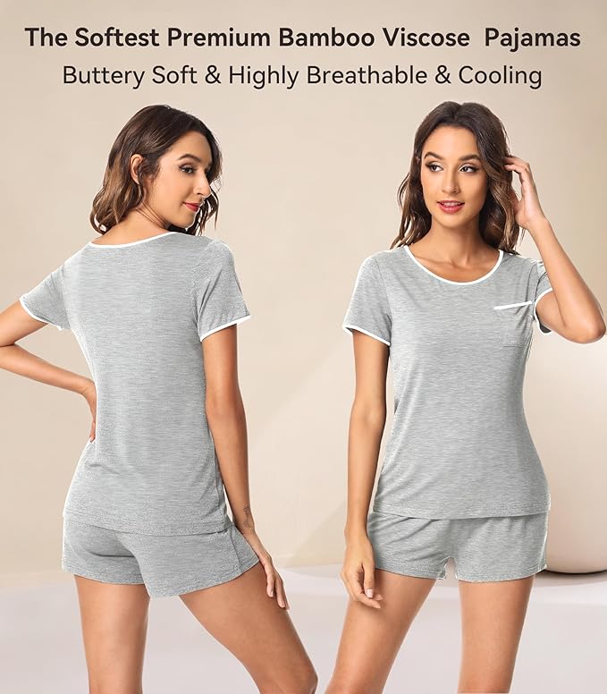 Women's Bamboo Cooling Pajama Set - Short Sleeve - 2 Piece