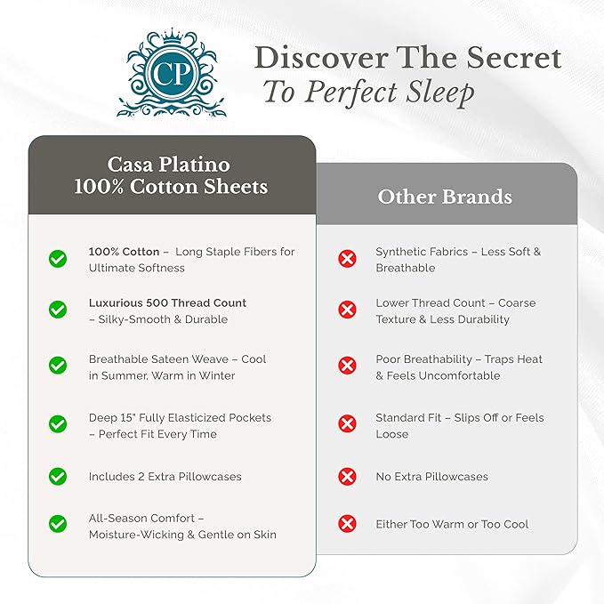 100% Cotton Bed Sheet Set - King - 6 Piece