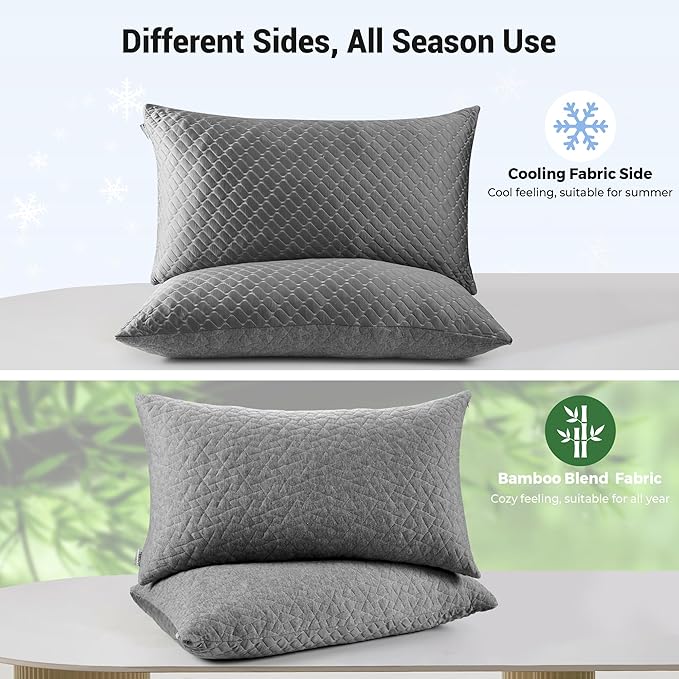 Memory Foam Cooling Bed Pillow - Standard - 2 Piece