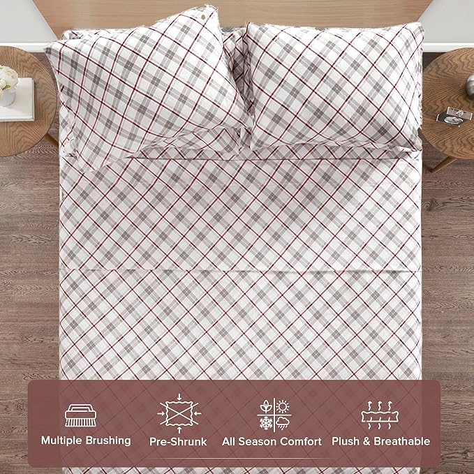 Flannel Bed Sheet Set - Full - 4 Piece