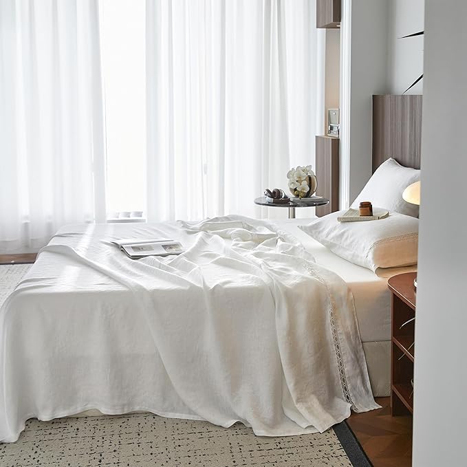 Linen Bed Sheet Set - Queen - 4 Piece