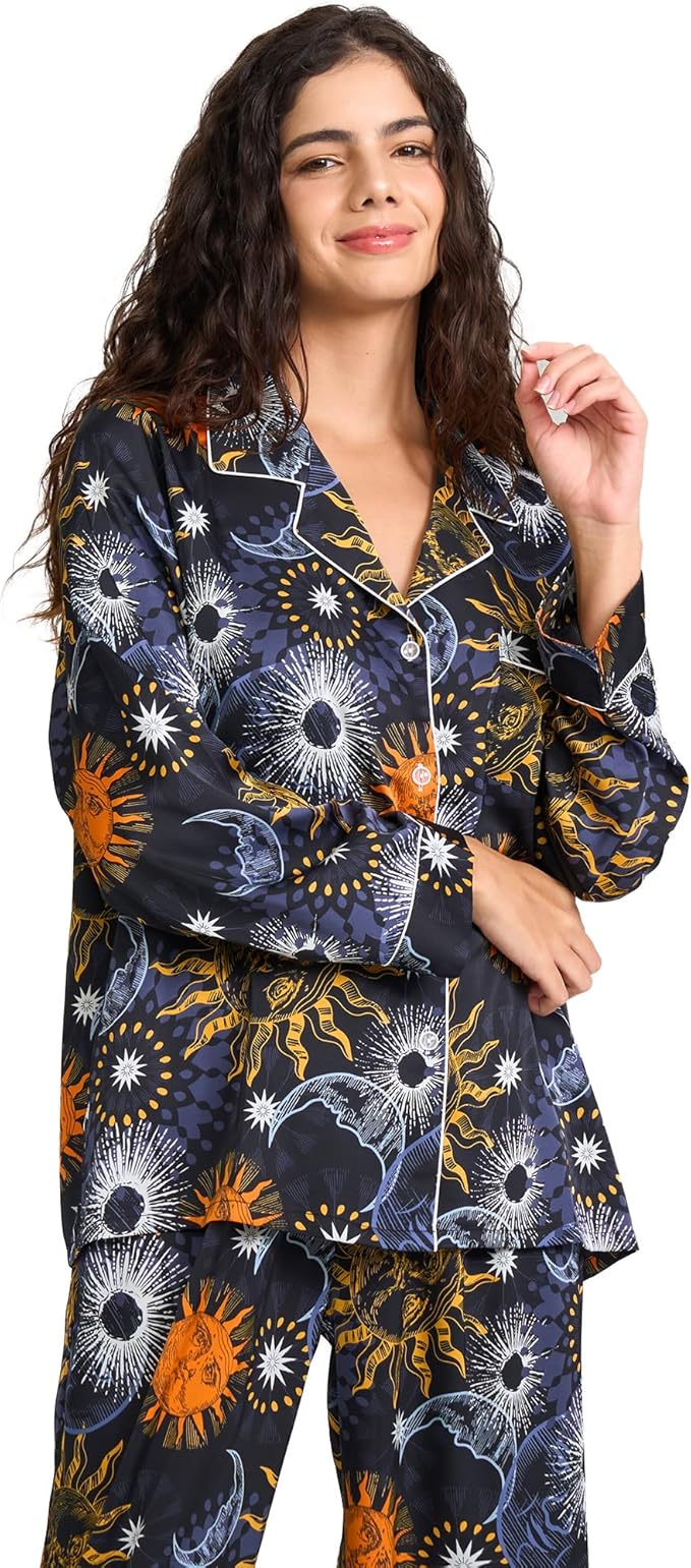 Satin Pajama Set - Long Sleeve - 2 Piece