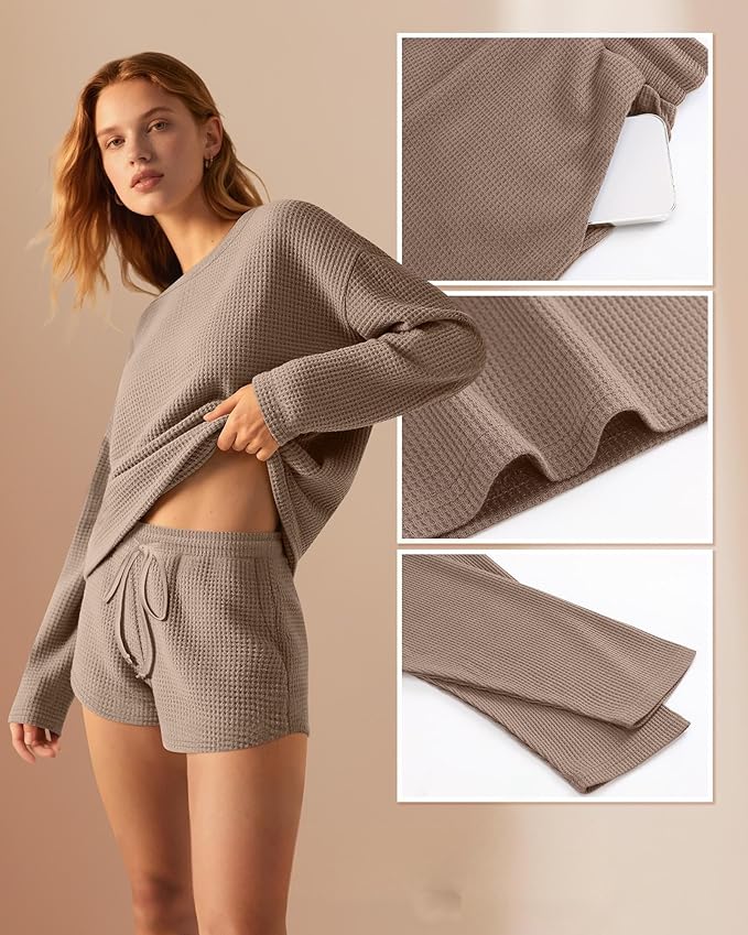 Women's Shorts Pajama Set - Long Sleeve - 2 Pack - 2 Piece