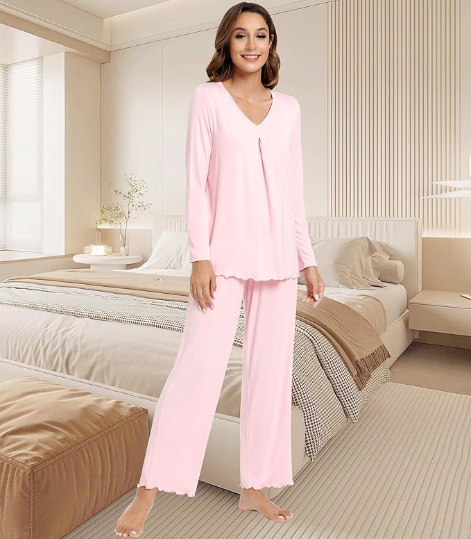 Women's Bamboo Pants Pajama Set - Long Sleeve - 2 Piece
