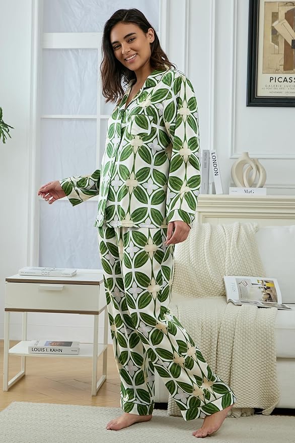 Satin Pajama Set - Long Sleeve - 2 Piece