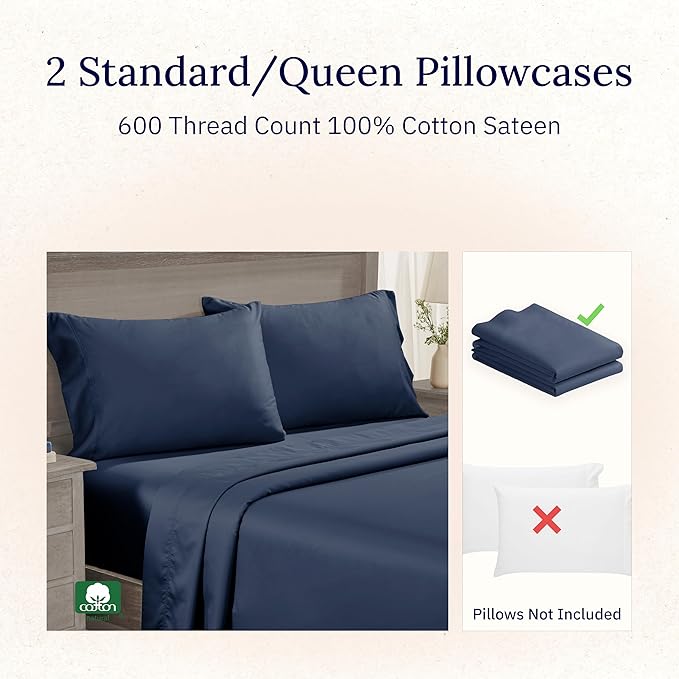 100% Cotton Pillowcase Set - Queen - 2 Piece