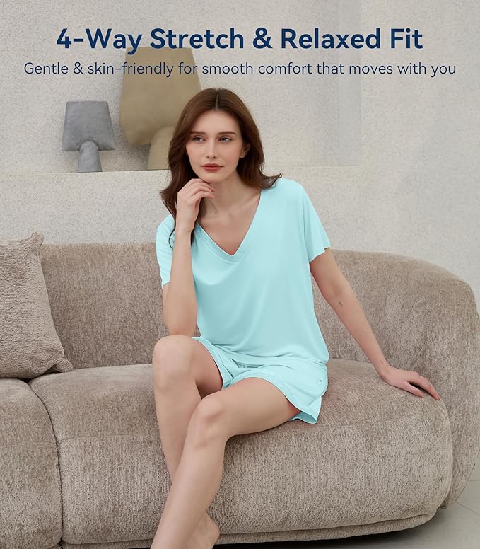 Women's Bamboo Cooling Pajama Set - Short Sleeve - 2 Piece